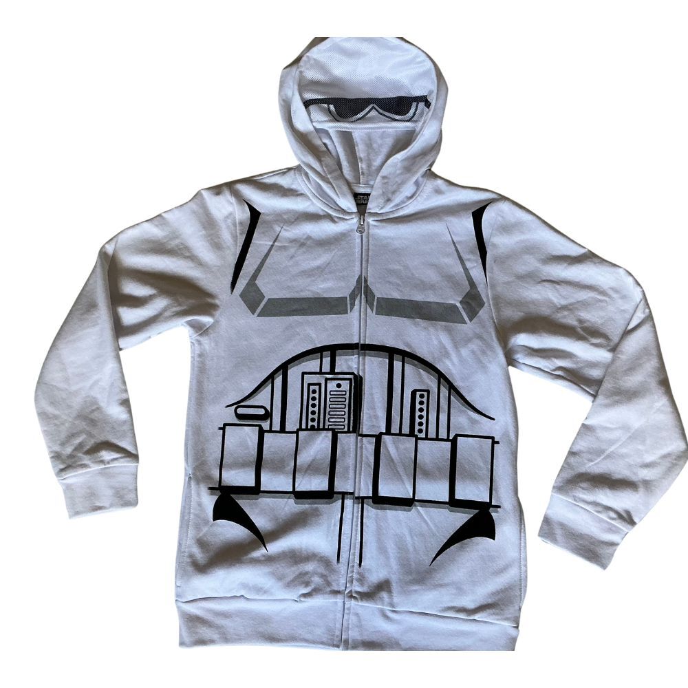 Star Wars Hooded Sweater Large Stormtrooper Cosplay Full-Zip Pockets White